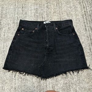 Agolde Parker Angled Raw ahem Denim Mini Skirt
